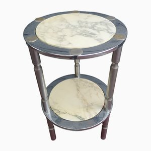 Table d'Appoint Ronde avec Plateau en Marbre, France, 1970s