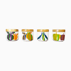 Cajas de madera y cerámica multicolores de Ambrogio Pozzi para F. Pozzi, años 60. Juego de 4