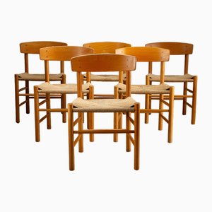 Chaises de Salle à Manger J39 en Hêtre par Børge Mogensen pour FDB, 1950s, Set de 6