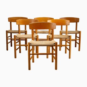 J39 Dining Chairs in Beech by Børge Mogensen for FDB, 1950s, Set of 6