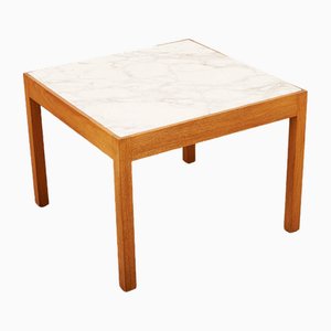 Side Table in Wood & White Marble Top