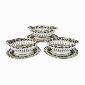 Cestas para cubiertos Copeland Spode, década de 1800. Juego de 3