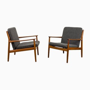 Danish Teak and Wool Armchairs by Svend Aage Eriksen for Glostrup, 1960s, Set of 2