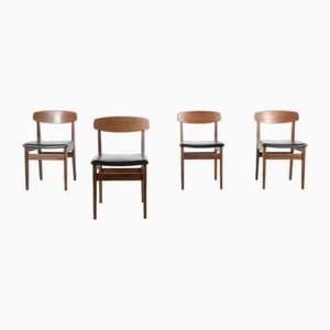 Mid-Century Teak and Leatherette Dining Chairs, 1960s, Set of 4