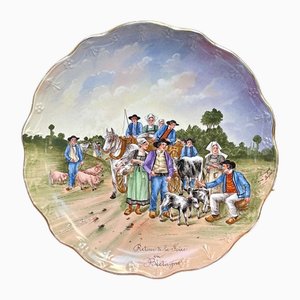 18th Century Porcelain Dish Return of the Fair in Brittany with Limoges Porcelain from Signé F. Merigot