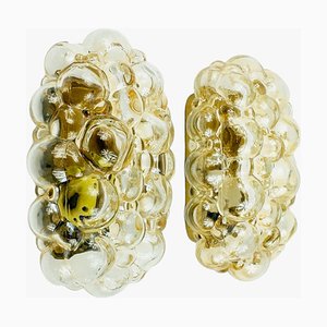 Amber Bubble Glass Wall Lights attributed to Helena Tynell for Limburg, Germany, 1960s, Set of 2