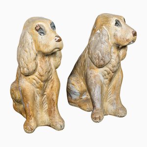 English Cocker Spaniel Figuren aus Gips, 1890er, 2er Set