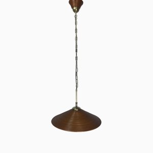 Pencil Split Reed, Rattan, Bamboo & Brass Pendant Lamp, 1970s