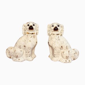 Victorian Seated Spaniels from Staffordshire, 1880s, Set of 2