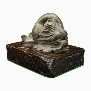 Fermacarte a serpentina cinese in pietra ollare e marmo
