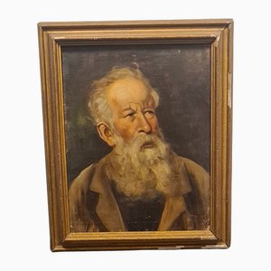 Retrato de hombre con barba, de finales del siglo XIX, óleo sobre lienzo, enmarcado