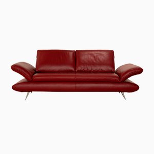 Rotes Velluti Leder 3-Sitzer Sofa von Koinor