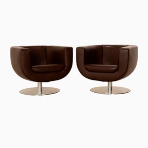 Tulip Leather Armchairs in Brown from B&B Italia / C&B Italia, Set of 2