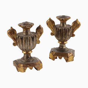 Carved Wooden Vases, Set of 2