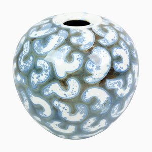 Vase en Céramique avec Motif Bleu et Blanc par Peter Weiss, 1990s