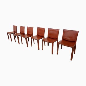 Mid-Century Modern Chairs Model Cab 412 attributed to Mario Bellini for Casina, 1970s, Set of 6