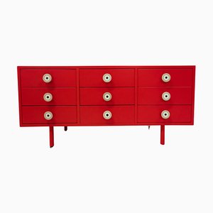 Mid-Century Modern Red Lacquered Sideboard by Planula, Italy, 1970s