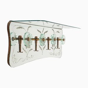 Mid-Century Garderobenregal aus Spiegel, Messing & Glas, Cristal Art zugeschrieben, Italien, 1950er