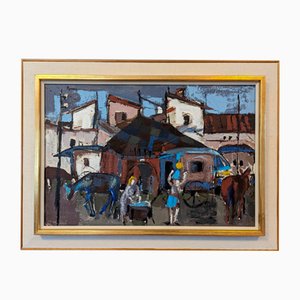 Walk the Streets, 1950s, Oil Painting, Framed