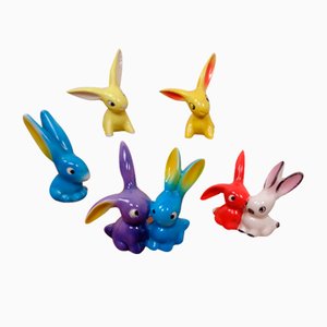 Figurines Lapin de Pâques en Céramique par Goebel, 1960s, Set de 5