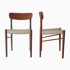 Dänische Ess- oder Beistellstühle aus Teak mit Sitz aus Gurtband, 1960er, 2er Set