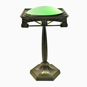 Lámpara de mesa sueca de metal y vidrio, años 20