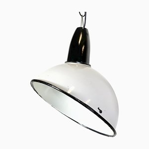 Industrial Soviet White Enamel Pendant Lamp, 1960s