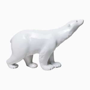 Escultura de oso polar checoslovaco grande de Royal Dux, años 60