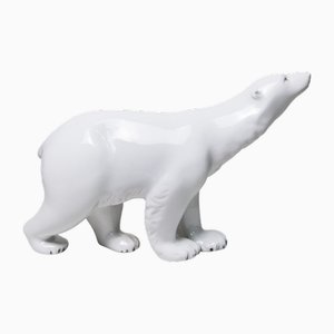 Large Czechoslovakian Polar Bear Sculpture from Royal Dux, 1960s