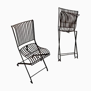 French Iron Folding Chairs, Set of 2