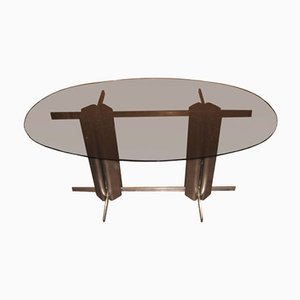 Vintage Oval St Gobain Glass Dining Table