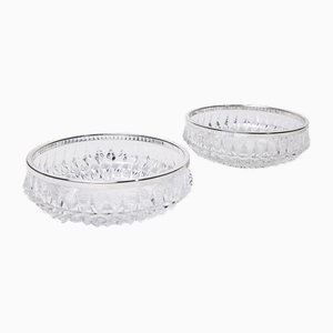 Crystal Glass Bowl with Silver Pad from WMF, 1970s, Set of 2