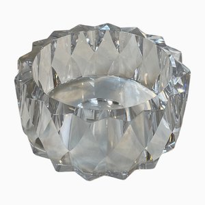 Cuenco multifacético de cristal de Göran Wärff para Kosta Sweden, años 80