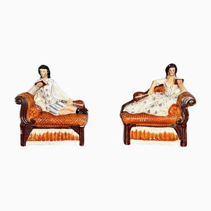 Antique Victorian Staffordshire Bookends, 1860, Set of 2