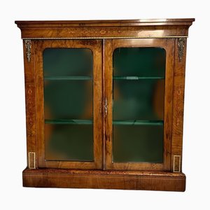 Antique Victorian Walnut Inlaid Pier Cabinet, 1860