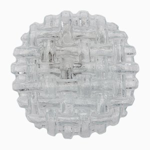 Round Woven Glass Flush Wall Lamp, Germany, 1960s