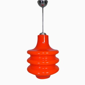 Vintage Orange Glass Hanging Lamp, 1970s