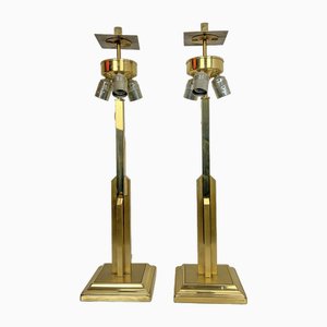 Large Brass Skyscraper Table Lamps, 1970s, Set of 2