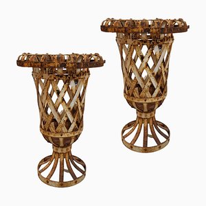 Mid-Century Wrought Spanish Iron Garden Planters, Set of 2