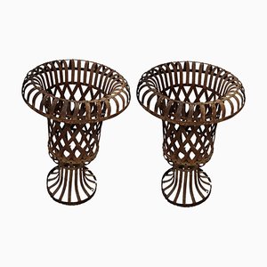 Wrought Iron Planters, Set of 2