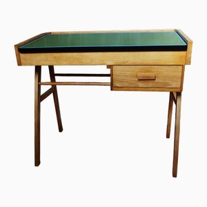 Brújula de escritorio pequeña con tablero verde, años 50