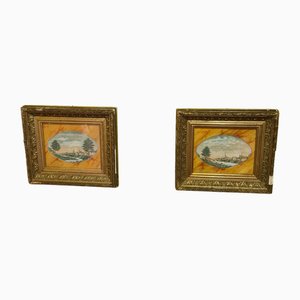 J. Le Bihan, Postage Stamp Artworks, Late 19th Century, Collages, Framed, Set of 2