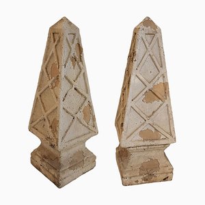 Mid Century Spanish Ceramic Obelisks Painted in White, 1970s, Set of 2