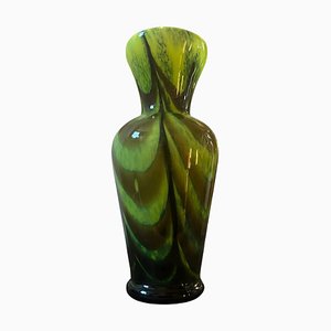 Space Age Vase aus Opalglas in Grün, Braun & Schwarz, Carlo Moretti zugeschrieben, 1970er