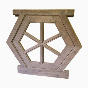 Cadre de Fenêtre Hexagonal en Bois, Début du 20ème Siècle