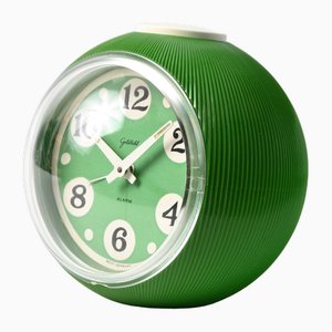 Reloj despertador verde con forma de bola de Goldbuhl, años 70
