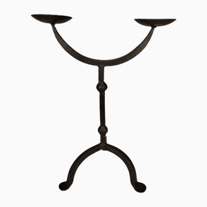 Brutalist Wrought Iron Candlestick, 1960s
