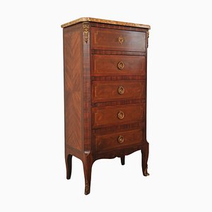 19th Century French Louis XVI Kingwood Marble Top Chest of Drawers