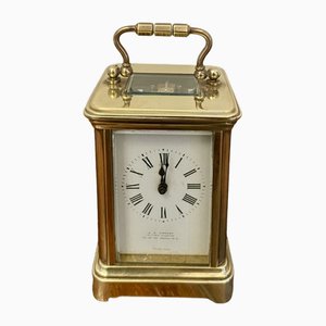 Horloge de Carrosse Miniature Édouardienne en Laiton par JC Vickery, London, 1905