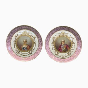 Assiettes pour Meuble Portrait Louis XV & Pompadour Antiques, Set de 2